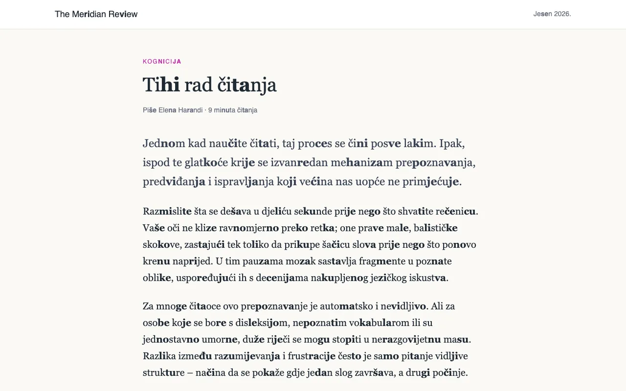 Članak u kojem je svaki drugi par suglasnik-samoglasnik podebljan