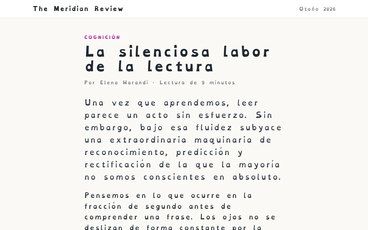 Un artículo con la fuente OpenDyslexic y más espaciado entre letras y palabras