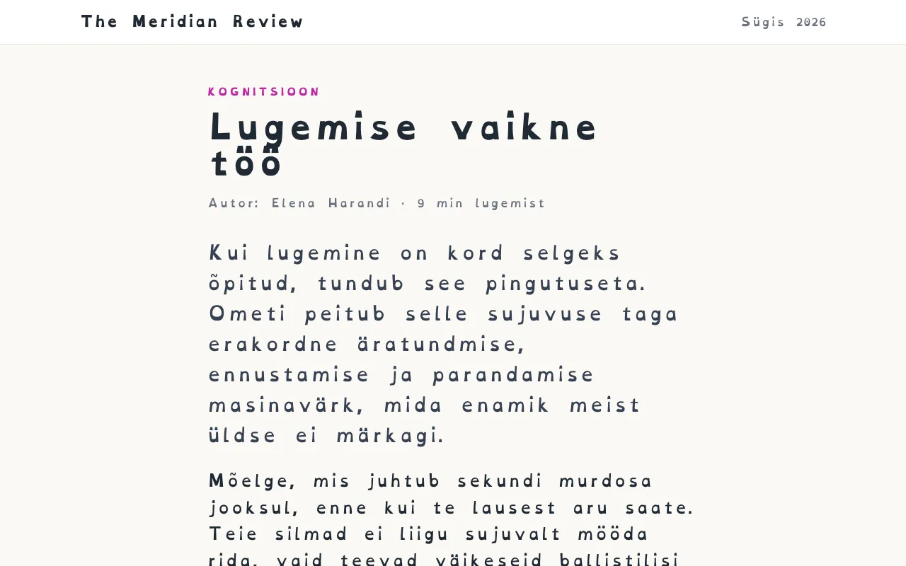 Artikkel OpenDyslexic fondis, laiema tähe- ja sõnavahega