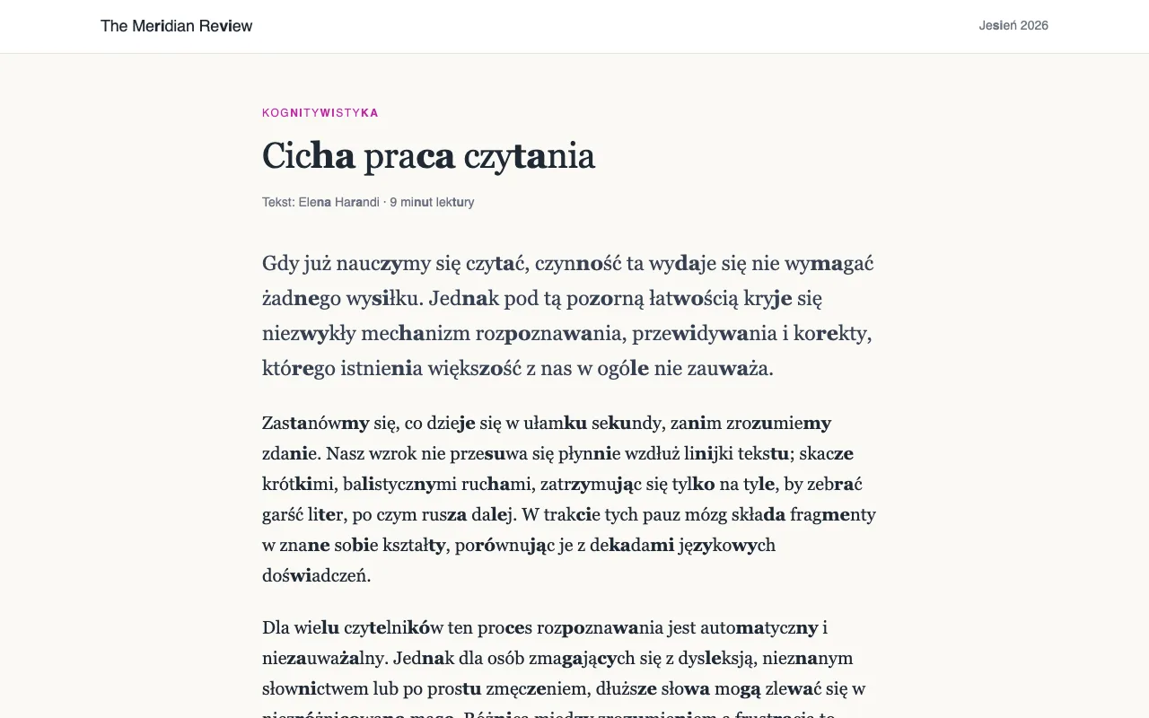 Artykuł z co drugą parą spółgłoska-samogłoska pogrubioną